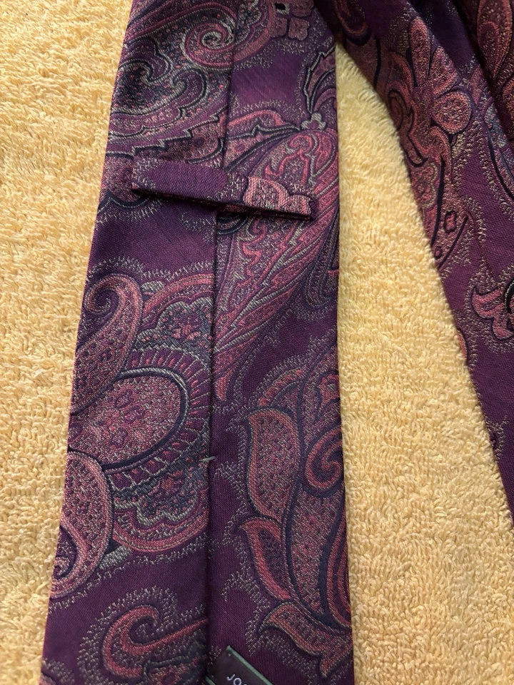 Corbata de cachemira de seda/lana borgoña y naranja 3,75x60 hecha en EE. UU. NUEVA SIN ETIQUETAS JOSEPH ABBOUD Foto 3 de 4