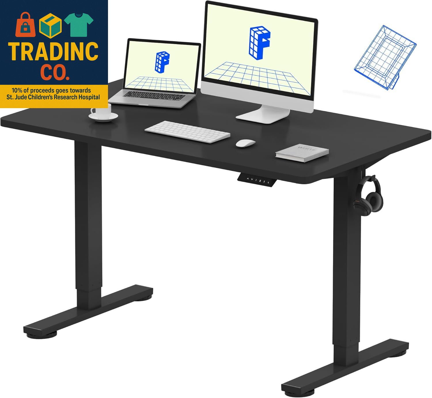 EN1 One-Piece Standing Desk, 48"X24" Seamless Desktop Electr