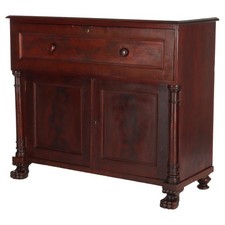 Antique American Empire Flame Mahogany Butler's Desk Secretary Cabinet — listing 2