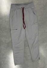 FIGS Technical Collection Scrub Pants S Women’s Light Grey Cargo Drawstring