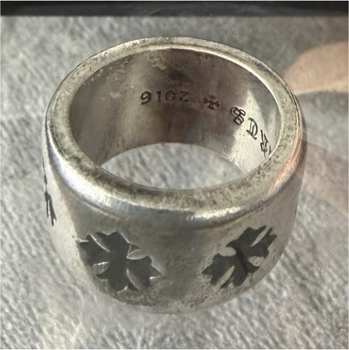 Chrome Hearts 925 Sterling Silver Band Ring Men's Biker Style Signed
