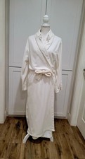 Laura Ashley Women's Vintage White Robe W/Floral Embroidery Size Medium