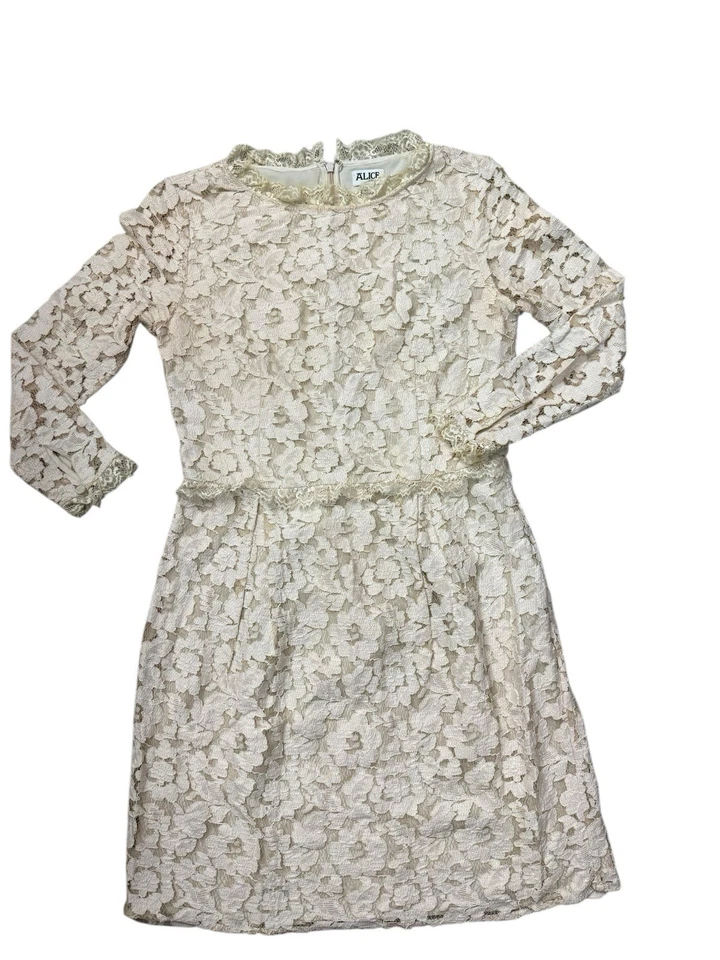 Vestido Floral Alice By Temperley Para Mujer Encaje Beige EE. UU. 8 Manga Larga Forrado Elegante Foto 2 de 4