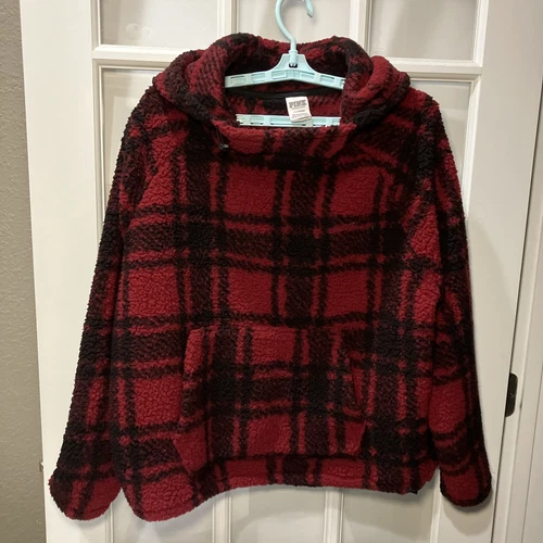 UNDERCOVER Felpa con cappuccio pullover sherpa Victoria's Secret rosa collo imbuto con tasca frontale grande