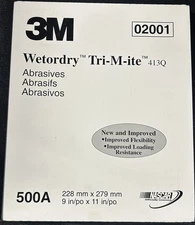 💥 NEW 3M 411Q (9" x 11") Grit 500, 500A, Wet or Dry Sanding Paper Sheets #02001