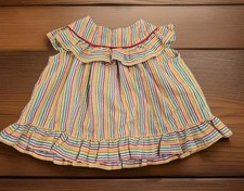 Vintage 80s/70s Toddler Girl Rainbow Stripe Dress No Size Ruffles Cute