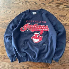 Cleveland Indians Reprint MLB Baseball Sweatshirt Navy  AN38701