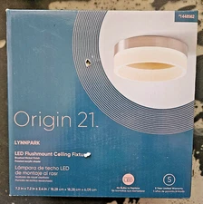 Origin 21 Lynnpark 1 -Light 7-in Brushed Nickel Integrated LED Flush Mount Light