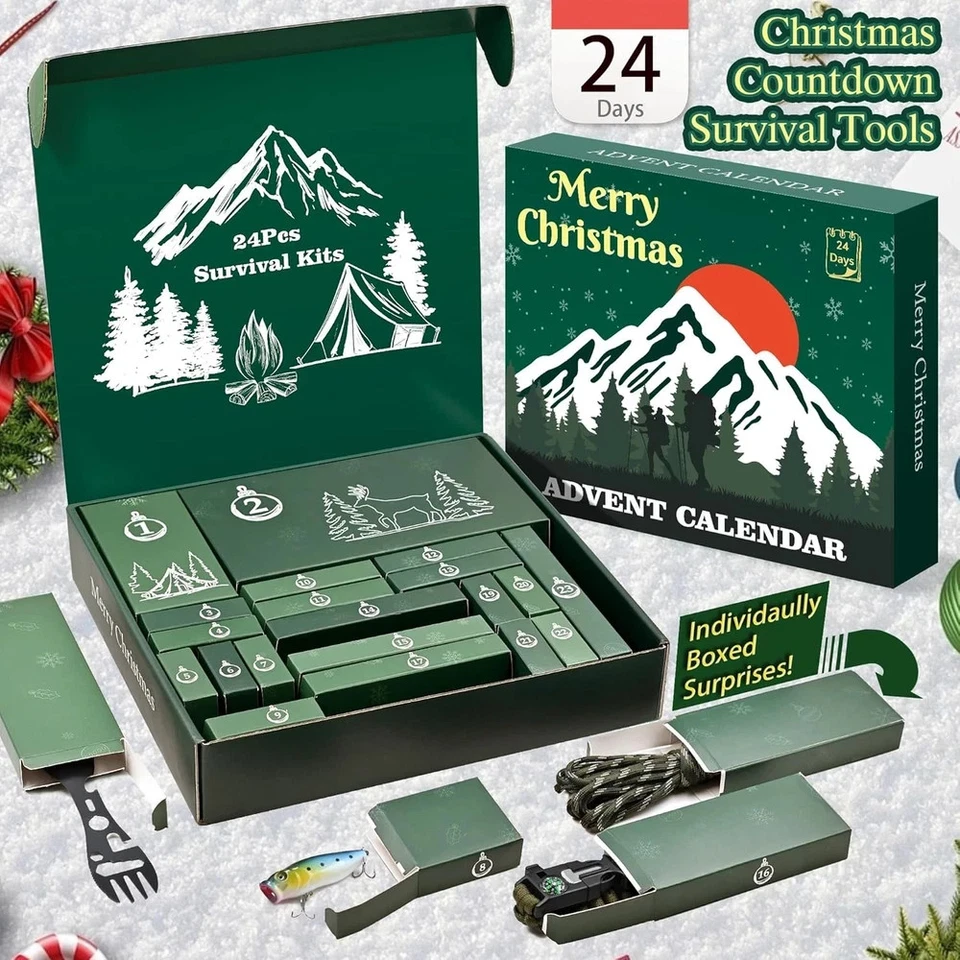 Survival Kit Advent Calendar 2025, 24 Days Christmas Countdown Calendar for Men - Image 3 of 4