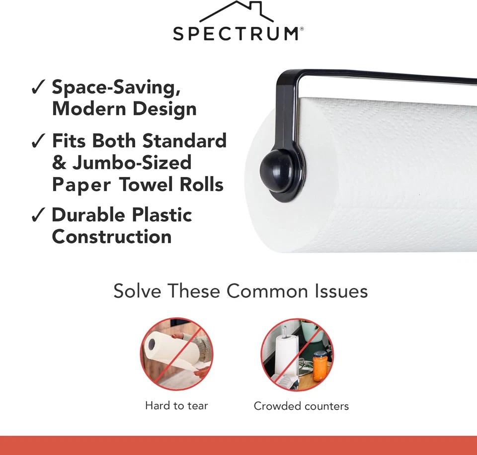 Toallero de papel Spectrum para debajo del gabinete - Soporte de pared colgante negro  Foto 3 de 4