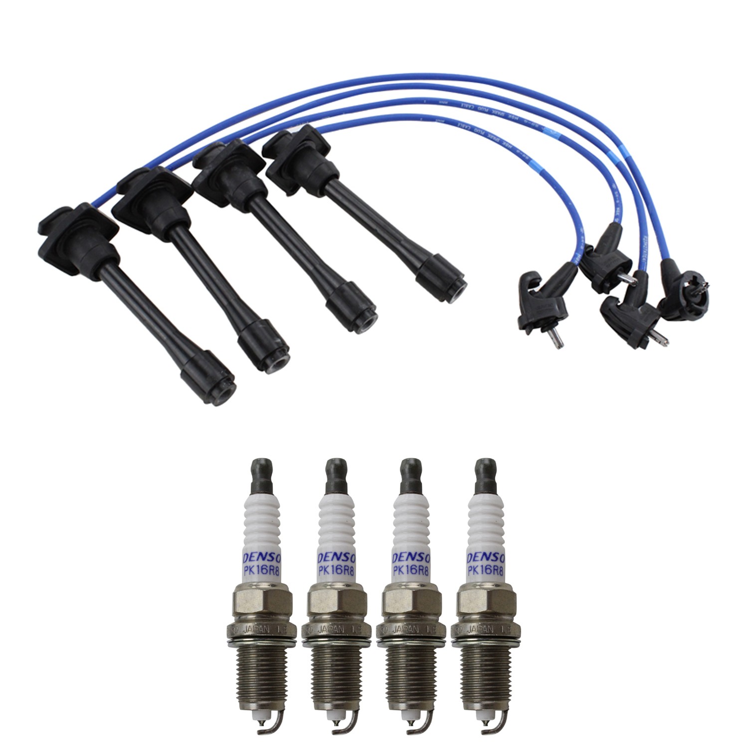 NGK Wire Set  Denso 4 Double Platinum Spark Plugs Kit for Corolla Prizm L4 FWD
