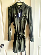 Banana Republic Green Belted Collared Shirt Dress Solid Long Sleeve Size 4