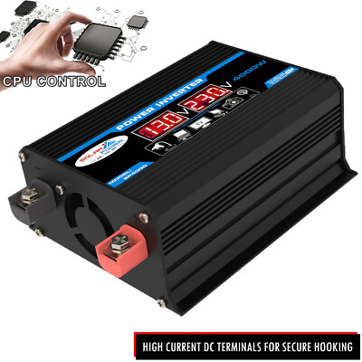 4000W Solar Car Power Inverter DC 12V to AC 220V with USB Ports & LCD Display