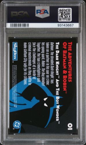 1995 Skybox Adventures of Batman & Robin - #1 Dark Knight Boy Wonder PSA 9 MINT - Picture 4 of 4