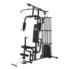 HOMCOM Stazione Fitness Multifunzione Palestra a Casa Acciaio con 10 Pesi Nero