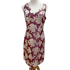 Nine West Size 4 Metallic Plum Multi Sleeveless Floral Jacquard Dress NWT