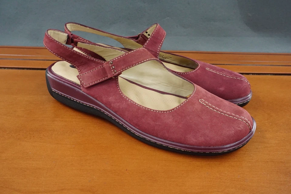 Zapatos informales Softwalk con cordones para mujer talla 9 de cuero rojo sin cordones de gancho y bucle Foto 3 de 4