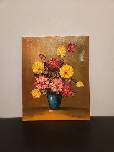 F. BILIOTTI Signed Original Painting Oil On Canvas 20"×16" Vintage Floral - Picture 22 of 24