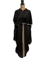 Women's Gothic Cosplay Halloween Velvet Black Robe Flared Sleeve OS Tie Back