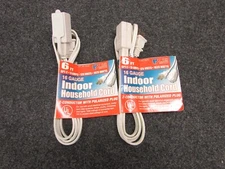 NEW! U.S. WIRE LOT OF (2) 6 FT INDOOR HOUSEHOLD EXTENSION CORDS SPT-2/13A/125V 