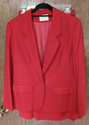 Pendleton red skirt suit 100% virgin wool size 10 blazer, size 8 skirt midi - Picture 1 of 12