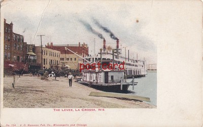 1913 LA CROSSE WI THE LEVEE steam boats, No. 134 V.O. Hammon Pub P032916a