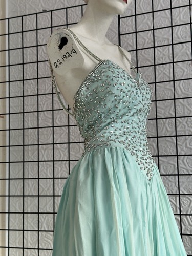 Y2K Prom Pageant Gown-Dress-Aqua Blue-silk-sweetheart-Vintage Inspired-Small - 第 8/24 張圖片