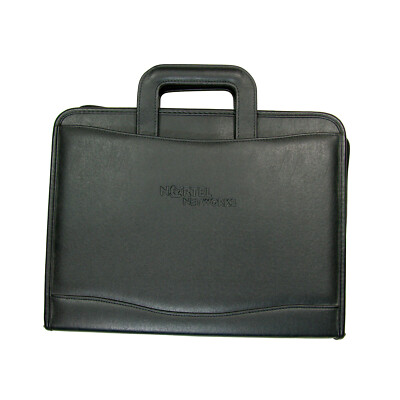 Nortel Networks Black Faux Leather Briefcase Business Portfolio Organizer Bag