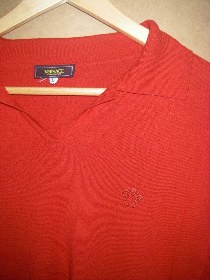VERSACE jeans couture chandail pull summer knit rouge vif red taille