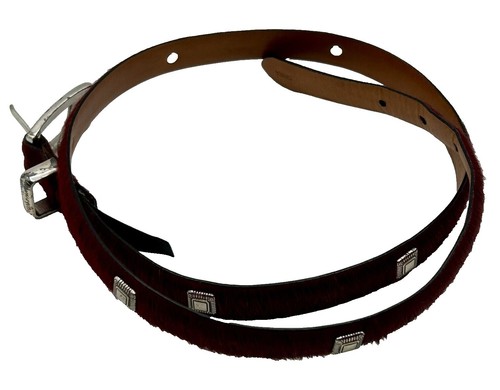 Vintage 1993 Brighton Silver Cameo Concho Medallion Brown Leather