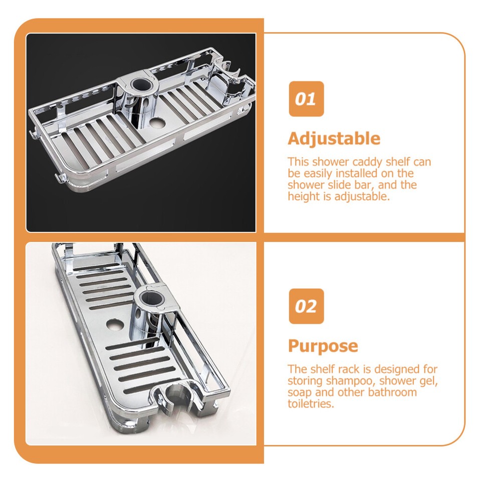 Wall Mount Shelves Shelf for Corner Bathroom Soap Shower Rod Black