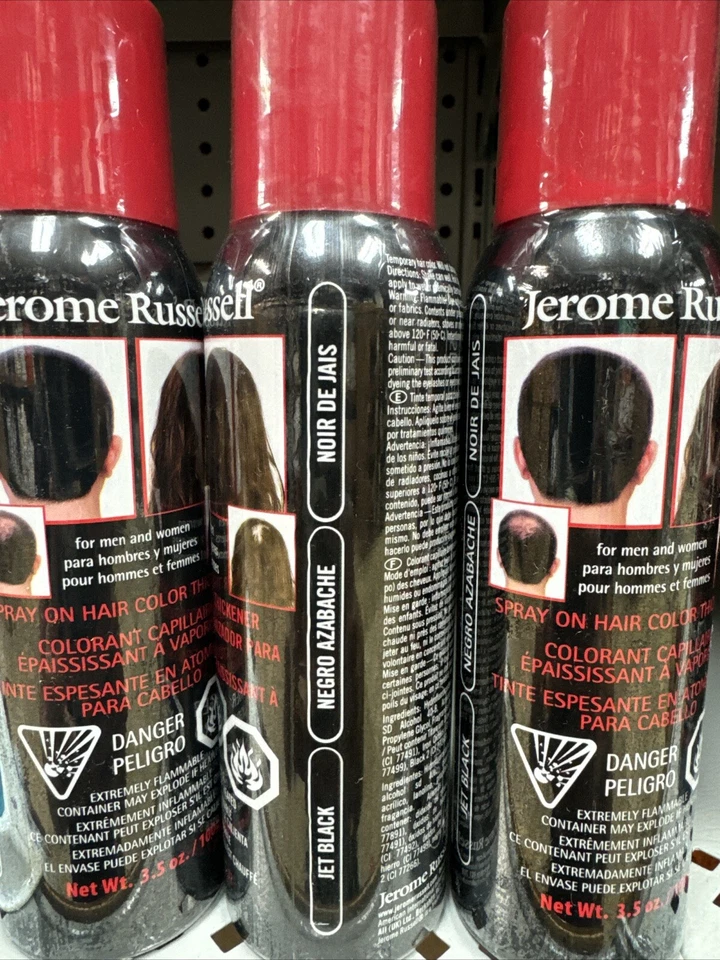 JEROME RUSSELL SPRAY TEMPORAL ESPESANTE COLOR CABELLO 3,5 OZ 3 LATAS Jet Black Foto 2 de 3
