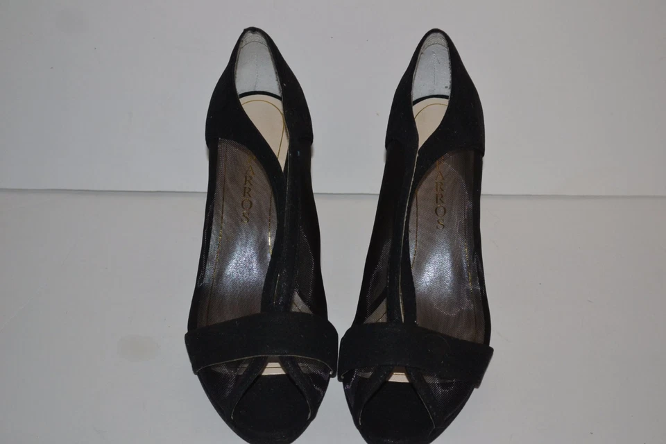 Caparros Neville Mujer Negro MALLA CUERO GAMUZA Puntera Abierta Tacones TALLA 9.5 M NUEVO Foto 3 de 4