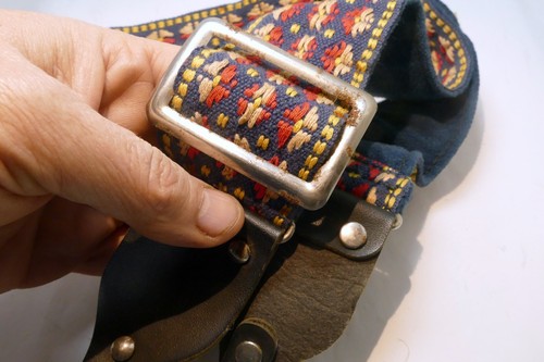 Hippy vintage Strap canvas Blue-Yellow-Orange 2" wide snap on type - Picture 5 of 9