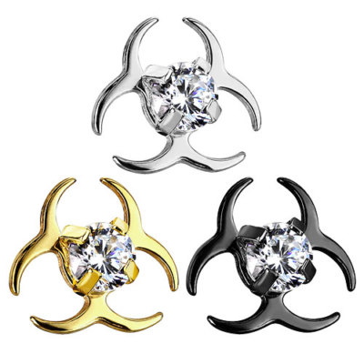 Dermal Anchor Piercing Top Aufsatz Kristall Biohazard Symbol