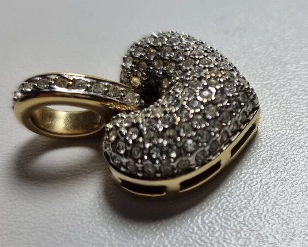 Großer Pierre Lang Anhänger für Halskette Herz vergoldet reicher Steinbesatz - Bild 3 von 4