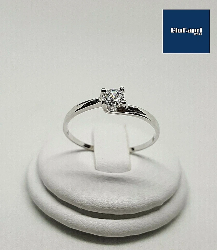 Anello donna in Argento 925 Solitario 6 mm zircone 1 kt diamante - Immagine 3 di 4