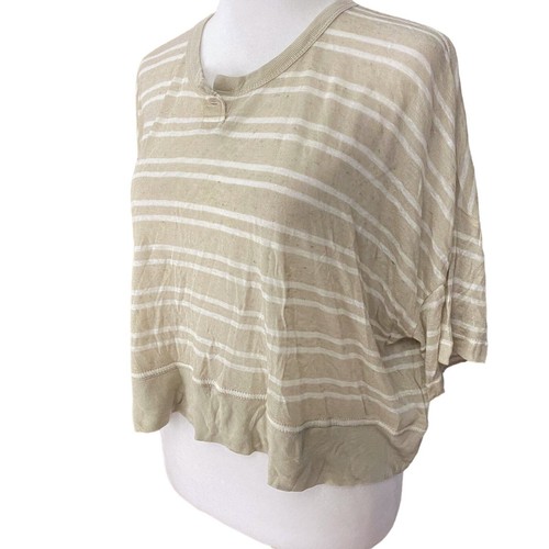 T By Alexander Wang Cream Dolman Sleeve Striped Cropped Top Womens Size Medium - Picture 4 of 7