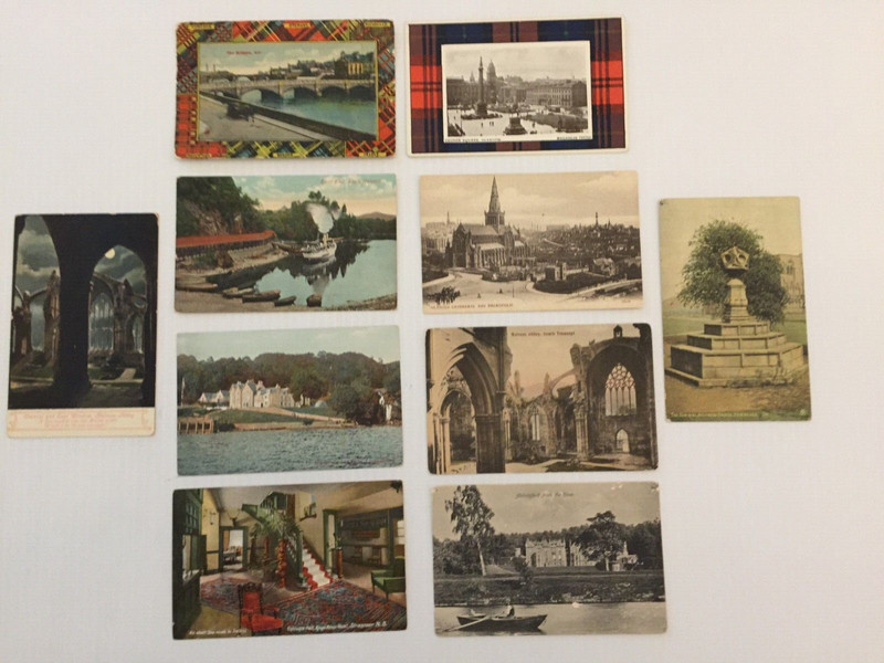 Antique Scotland Postcards 10 - 1908 Grand Tour - Locales and Tartans