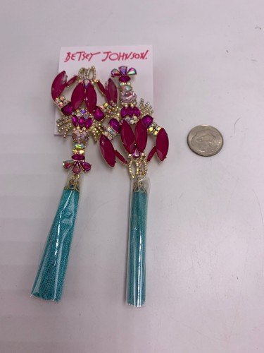 $58 Betsey Johnson Crabby Couture "lobster " Dangle Earrings Z97 - Picture 5 of 5