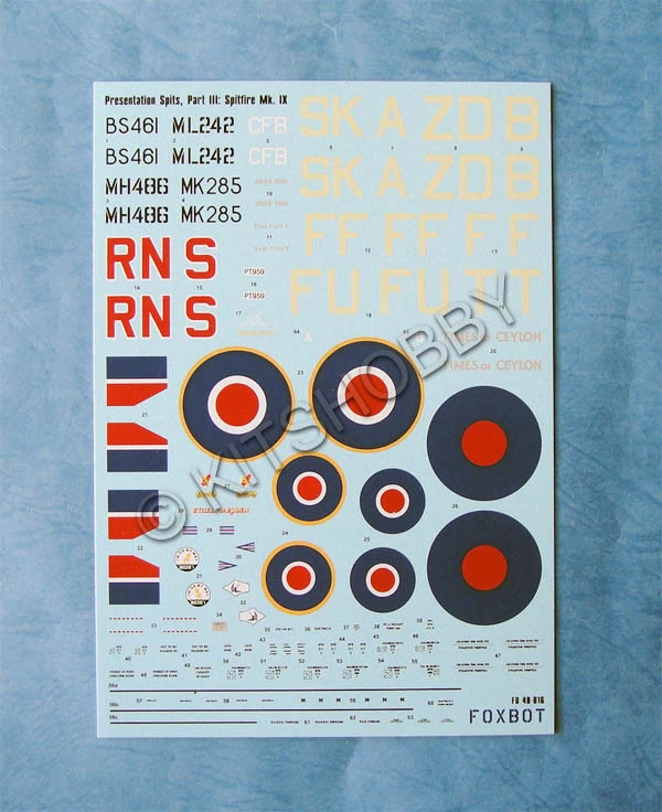 Foxbot Decals 1/48 Presentation Spits Part 3 - Supermarine Spitfire Mk.IX - Image 3 of 4