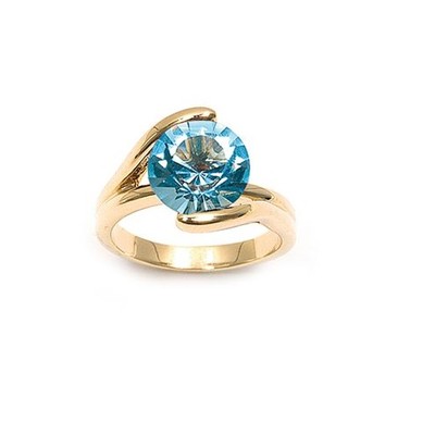 Dolly-Schmuck Ring T60 Topas Türkis Cz 10 mm vergoldet 18K 5 Mikron