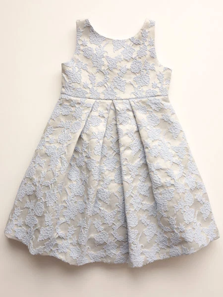 Vestido Luli & Me Nuevo con Etiquetas Ocasión y Fiesta Talla 2T, 4T, 4, 5 Plateado con Jacquard Azul Foto 2 de 4