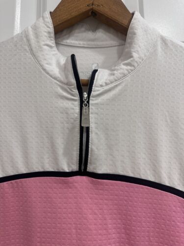Bette & Court Tennis Shirt Women M Pink White Short Sleeve Activewear Golf Top - Picture 2 of 6