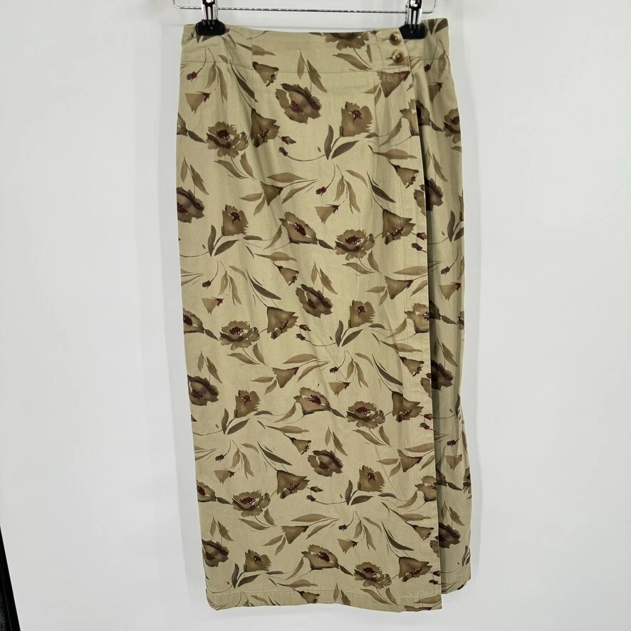 Ruff Hewn женщин размер 8 винтажный 90-х макси надежном юбка цветочный хаки хлопок - Изображение 2 из 4
