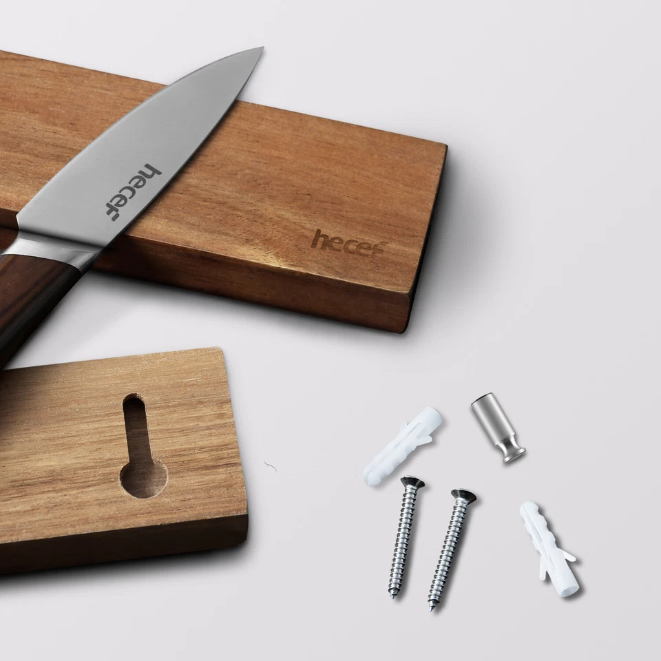 Магнитная полоса для ножей 12 дюймов 30 см акация деревянный держатель для ножей для всех металлических предметов инструмент - Изображение 3 из 4