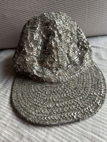 KOI Silver Sequin Beaded Stretch Band Cap Dance Performance Costume Hat One Size - Picture 4 of 14