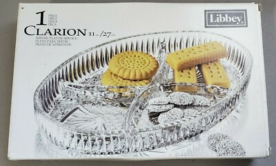 Libbey Crystal CLARION 4-Part Server Platter Plate 11'' 