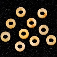 100pcs Natural Yellow Jade Stone Hollow Round Spacer Loose Beads DIY Jewellery