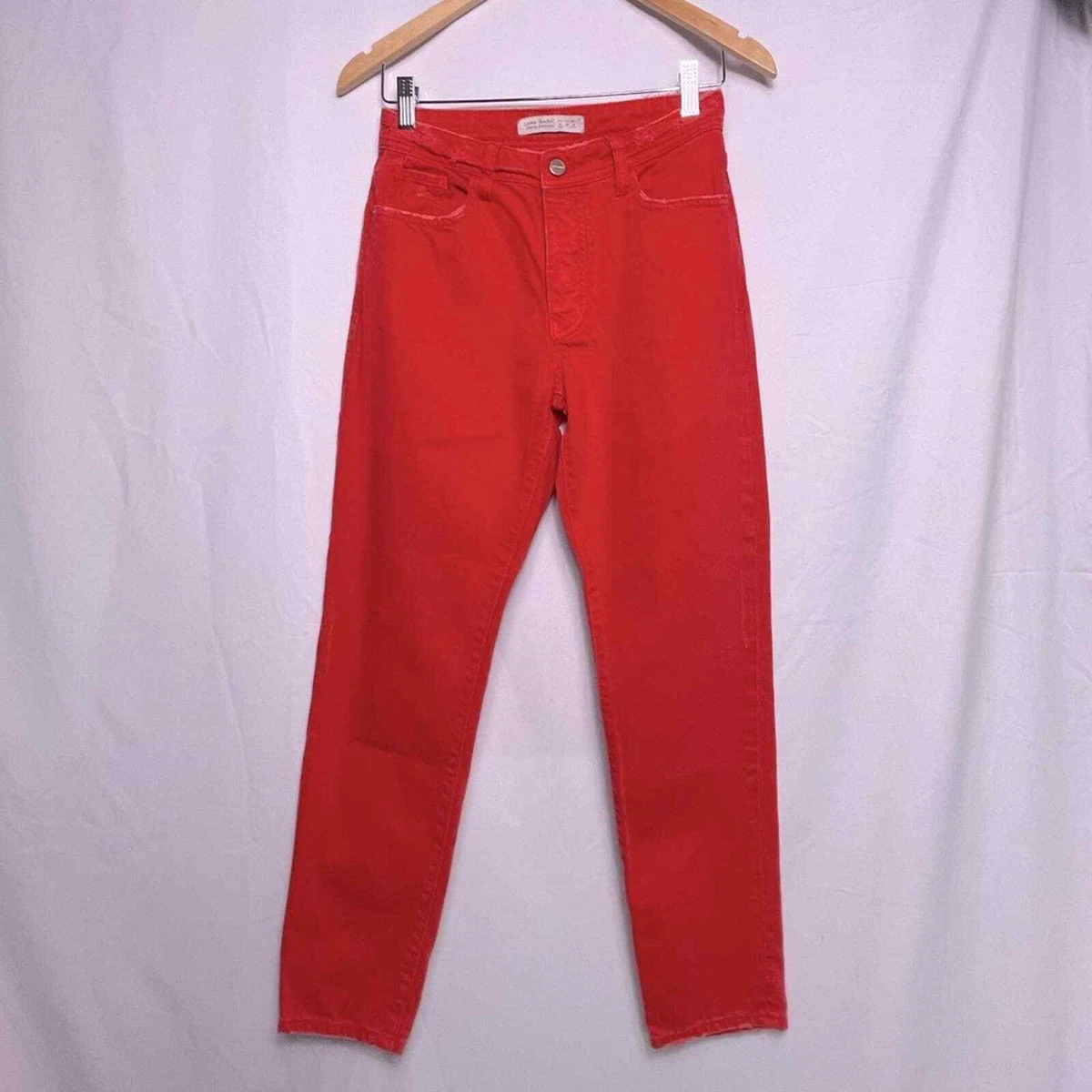 Zara red store jeans